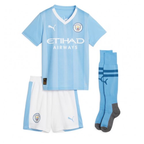 Manchester City Kevin De Bruyne #17 Replika Babytøj Hjemmebanesæt Børn 2023-24 Kortærmet (+ Korte bukser)